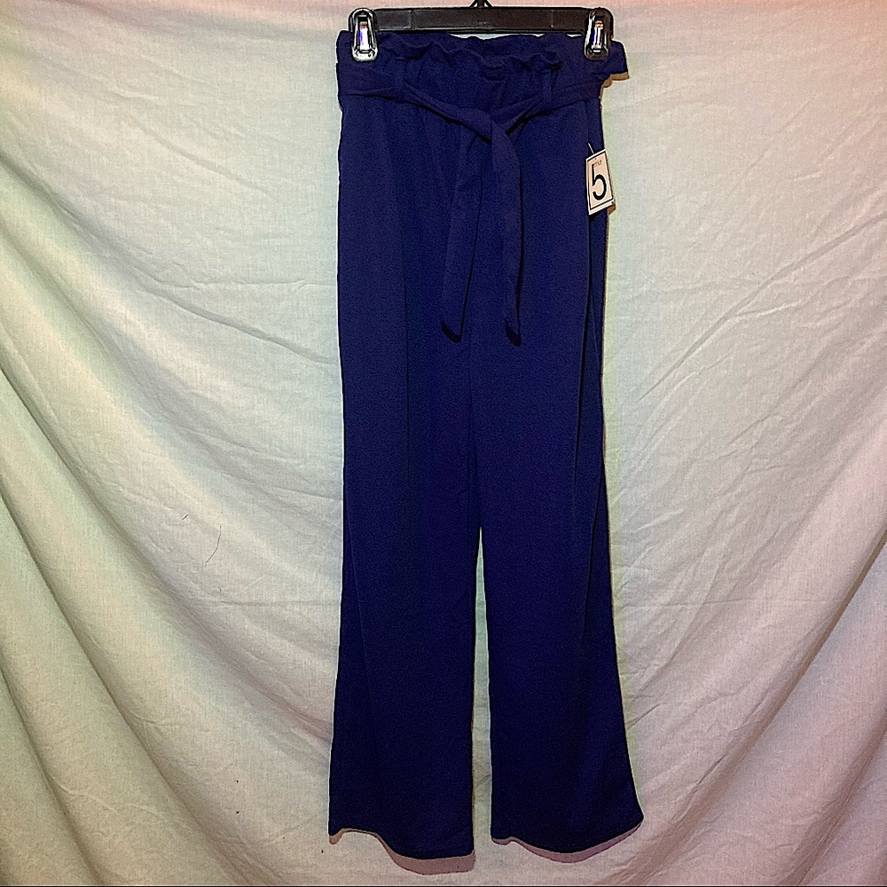 Royal Blue Belted Women’s Work Formal Dressy Palazzo Pants